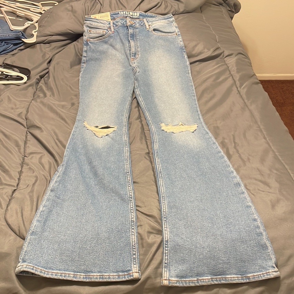 Flare Ripped Jeans Size 12w/34L